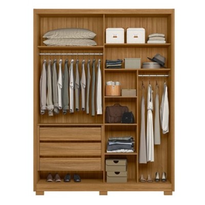 Guarda Roupa 4 Portas Ripado com Espelho 3 Gavetas Califórnia Branco Cod 683.011
